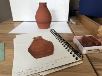 Clay pot with drawing of a clay pot